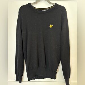 Lyle & Scott Black Crewneck Sweater with Yellow Emblem size large